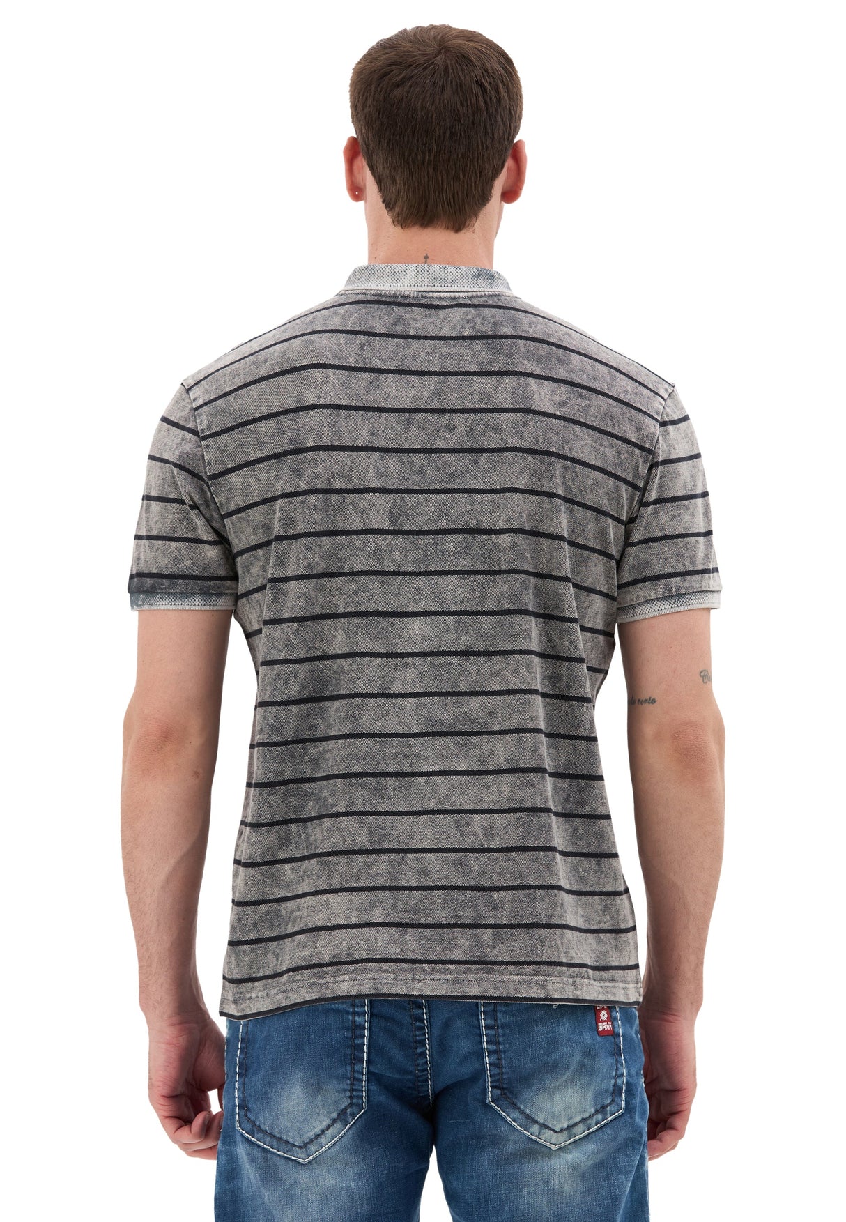 Erkek Çizgili Polo Yaka Basic T-Shirt CT858