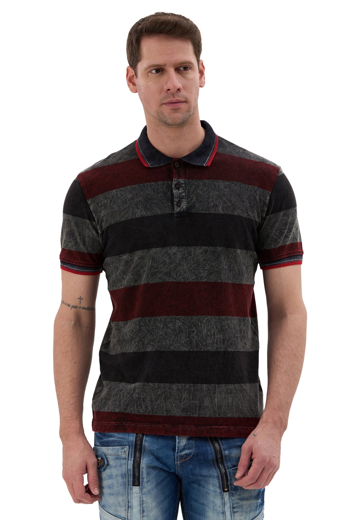 Erkek Çizgili Polo Yaka Tişört Slim Fit Pamuklu Günlük Şık T-Shirt CT859