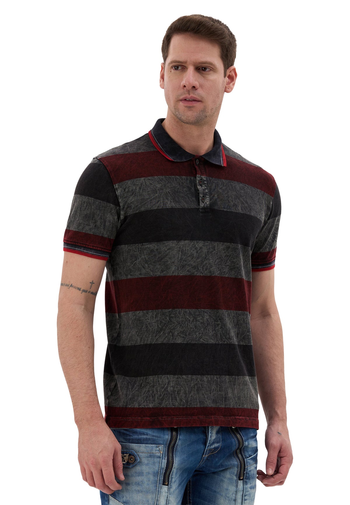 Erkek Çizgili Polo Yaka Tişört Slim Fit Pamuklu Günlük Şık T-Shirt CT859
