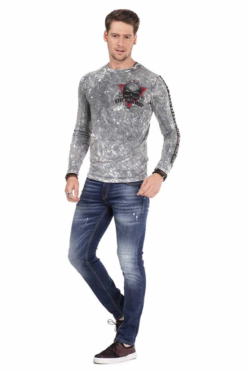 CD466 Üç Katlı Kemer Slim Fit Eskitilmiş Erkek Jean Pantolon