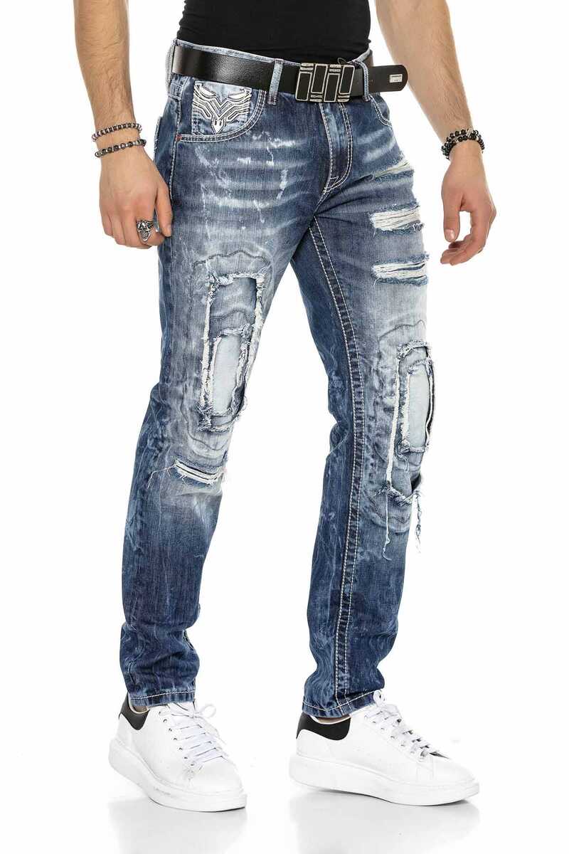 CD611 Cep Detaylı Yamalı Yırtık Erkek Jean Pantolon