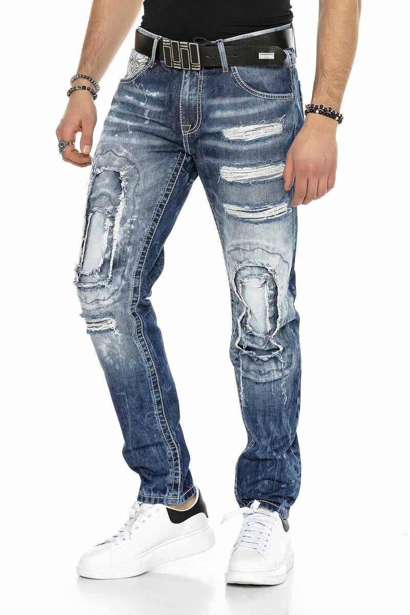 CD611 Cep Detaylı Yamalı Yırtık Erkek Jean Pantolon