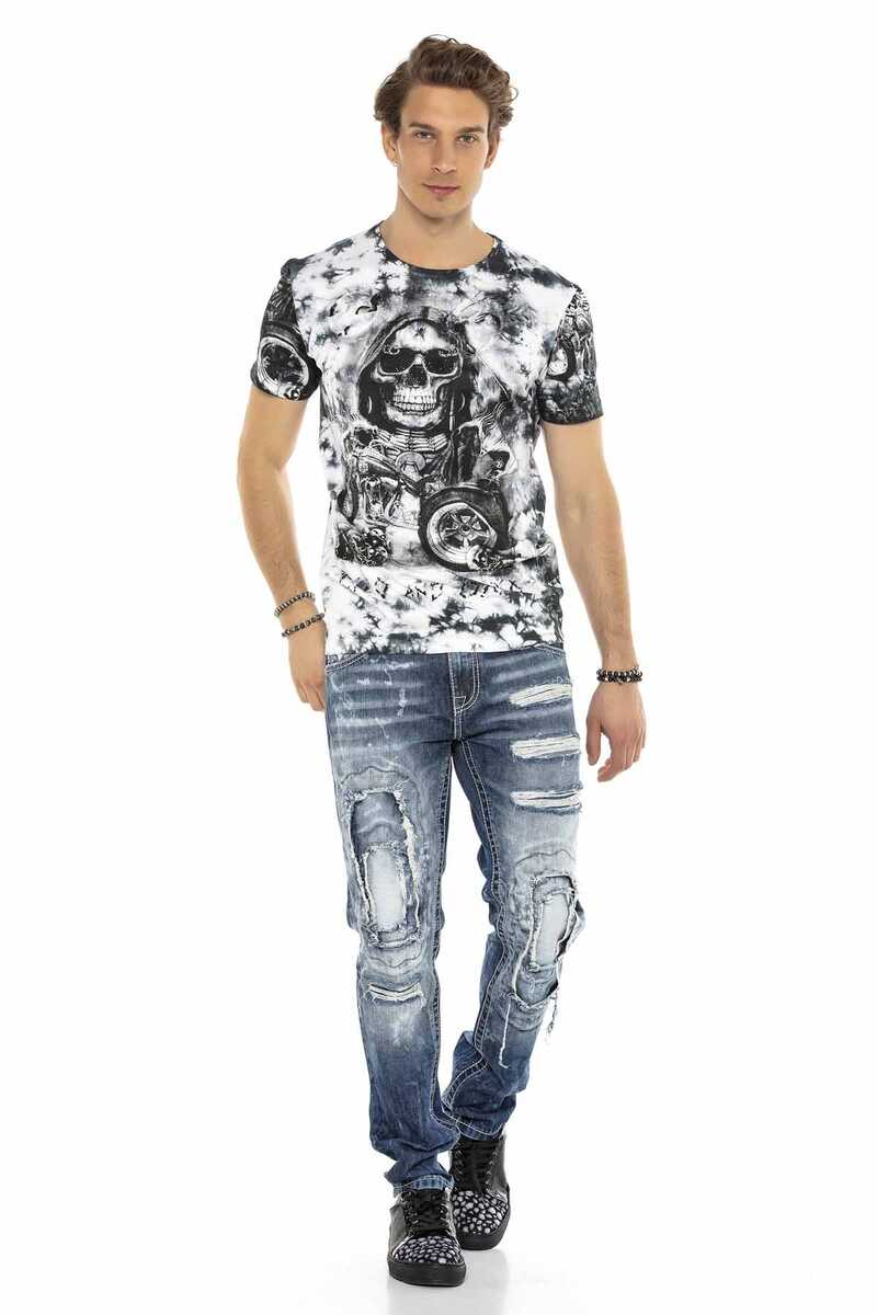 CD611 Cep Detaylı Yamalı Yırtık Erkek Jean Pantolon