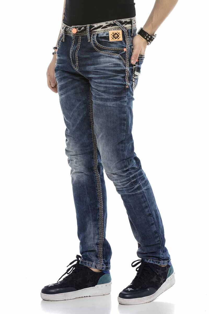 CD593 Neon Etiketli Kalın Dikişli Jeans