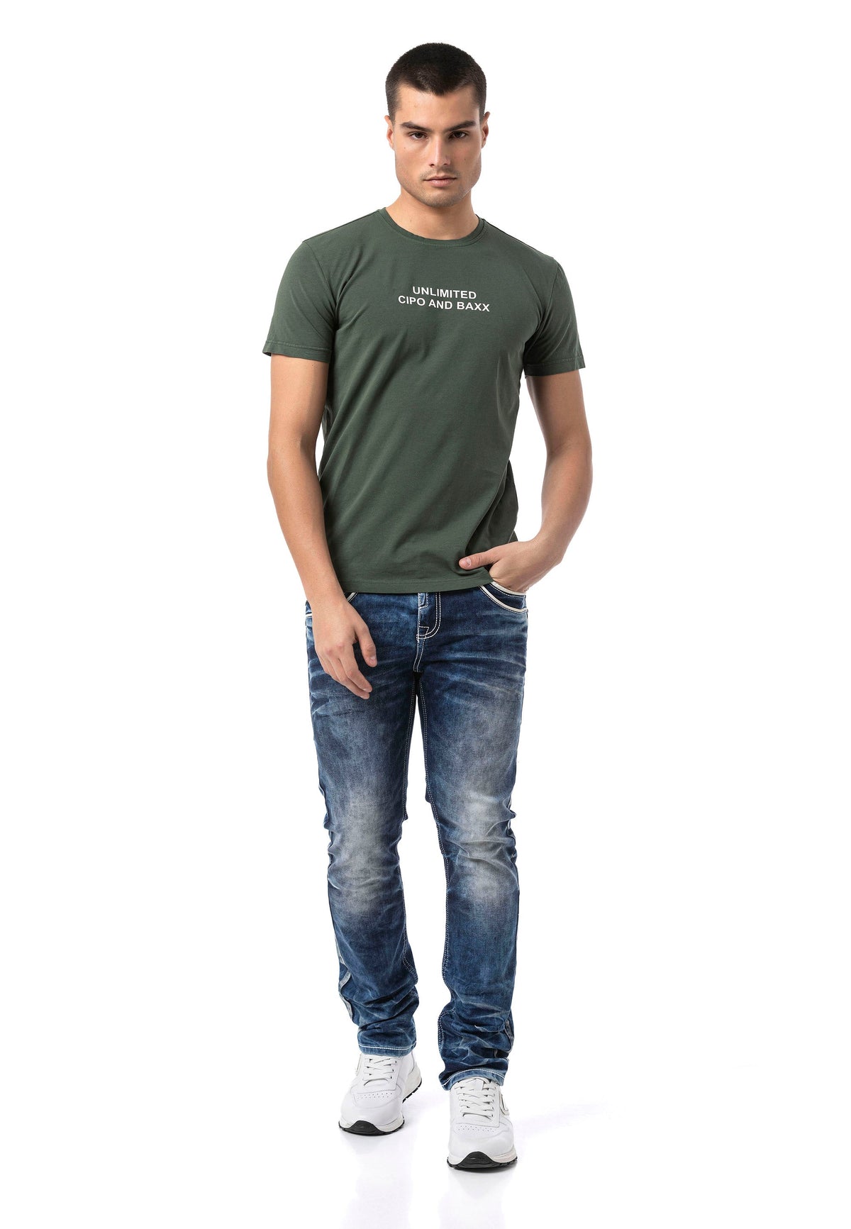 Erkek Regular Fit Baskılı Pamuklu T-shirt CT827