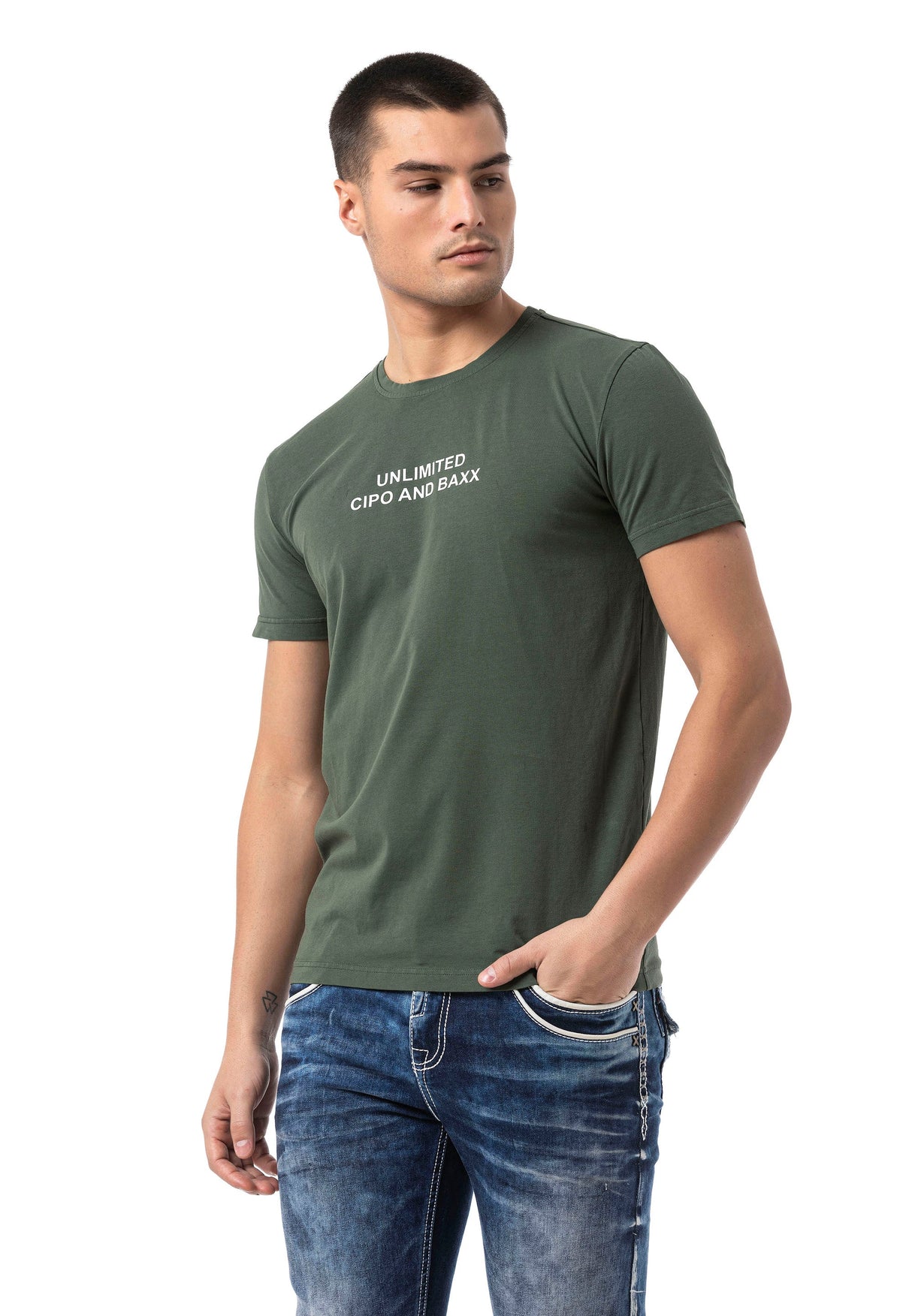 Erkek Regular Fit Baskılı Pamuklu T-shirt CT827