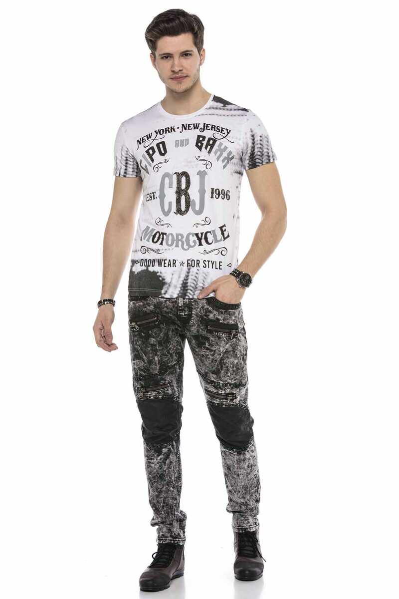 CD568 Batik Yıkamalı Deri Detaylı Erkek Jean Pantolon