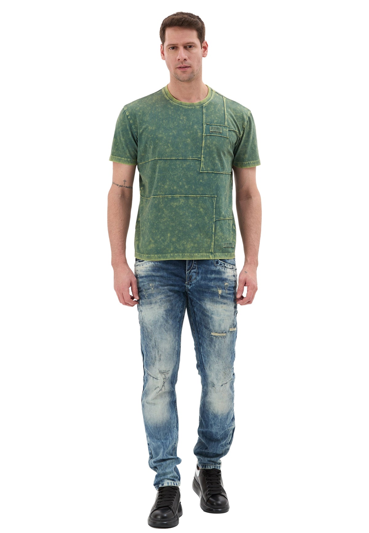 Erkek Yıkamalı Tişört Casual Tarz CT853