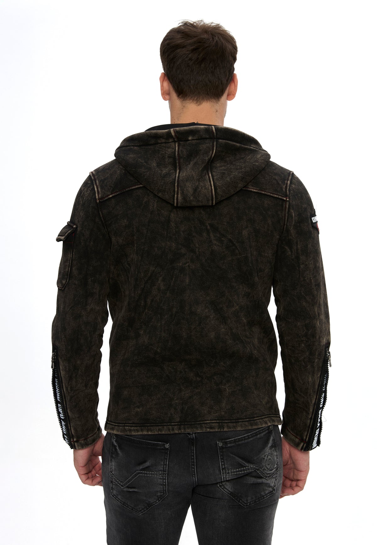 Erkek Kapüşonlu Fermuarlı Çok Cepli Sweatshirt CL611