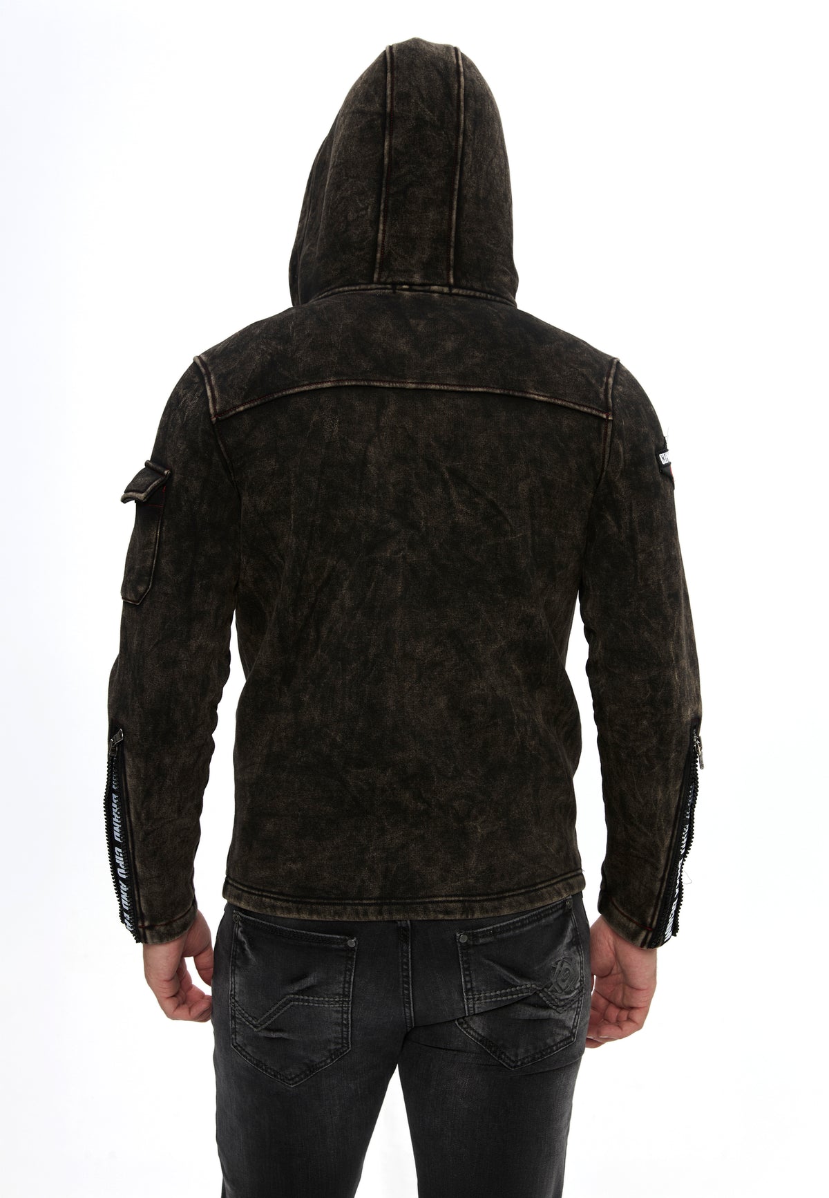 Erkek Kapüşonlu Fermuarlı Çok Cepli Sweatshirt CL611