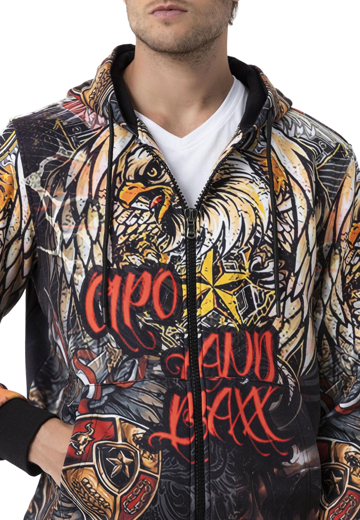 CL574 Kartal Desenli Kapşonlu Erkek Sweatshirt