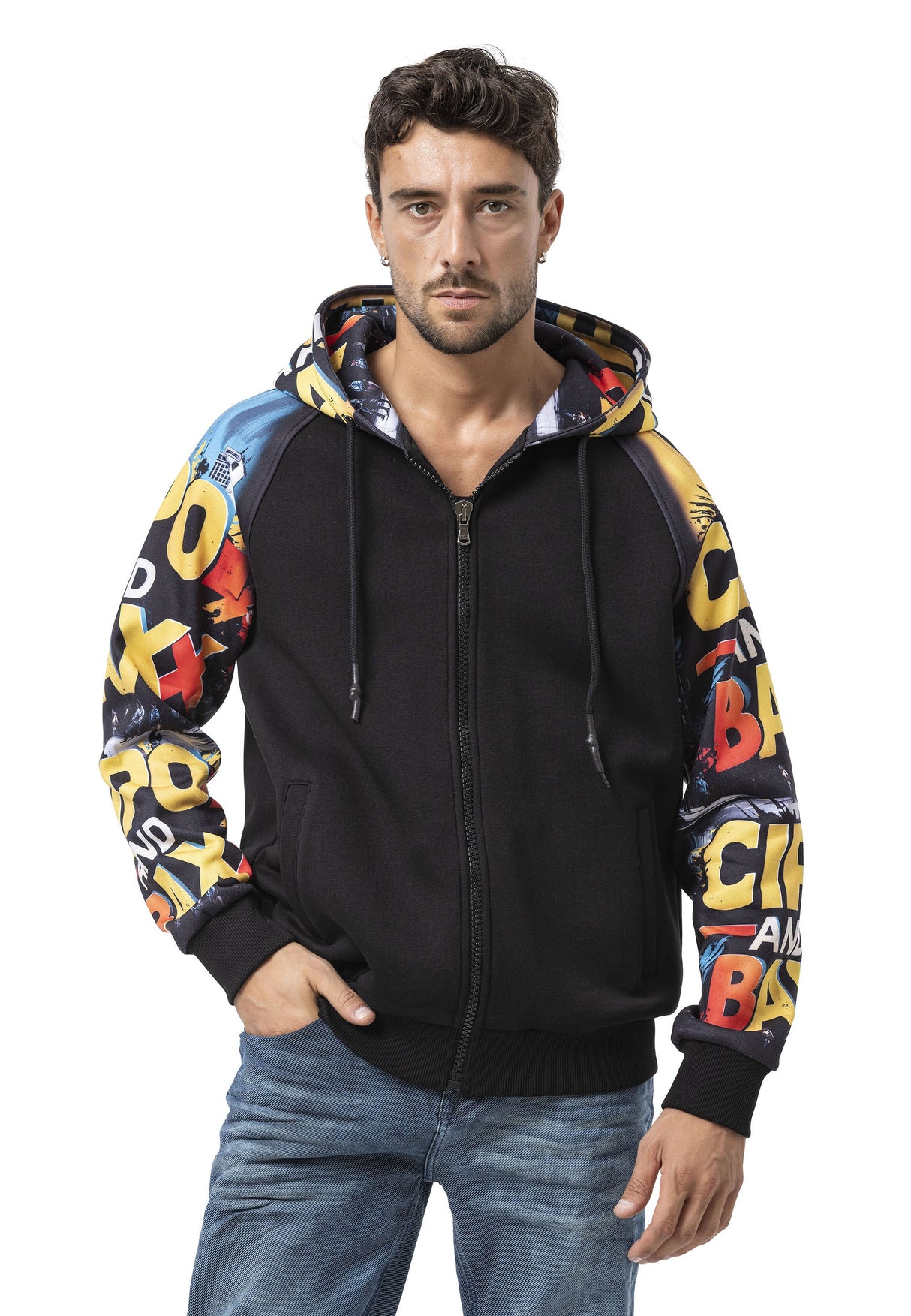 CL589 Erkek Hoodie Sweatshirt –Modern Baskılı, Kapüşonlu, Rahat Kesim Mevsimlik Sweatshirt