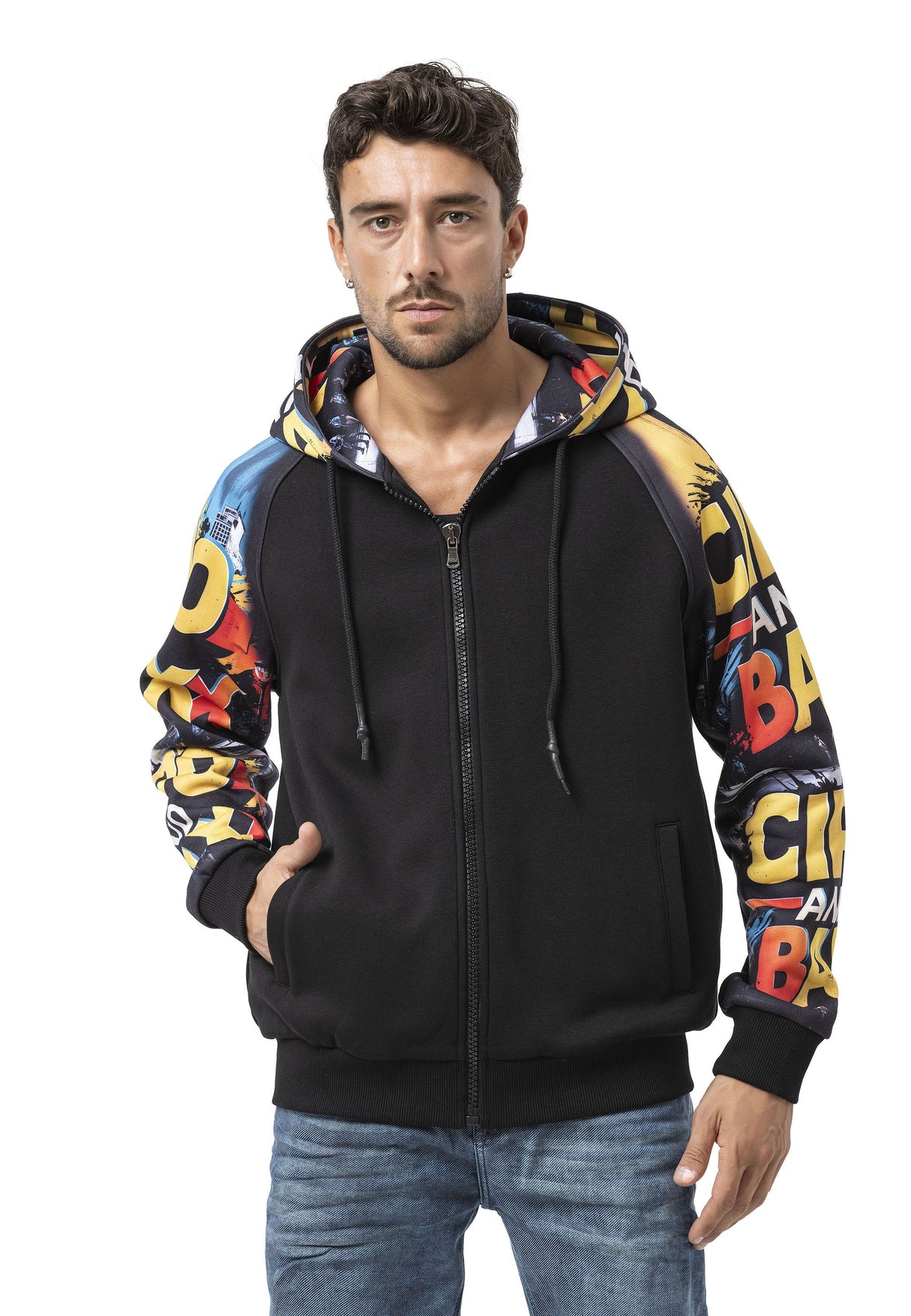CL589 Erkek Hoodie Sweatshirt –Modern Baskılı, Kapüşonlu, Rahat Kesim Mevsimlik Sweatshirt