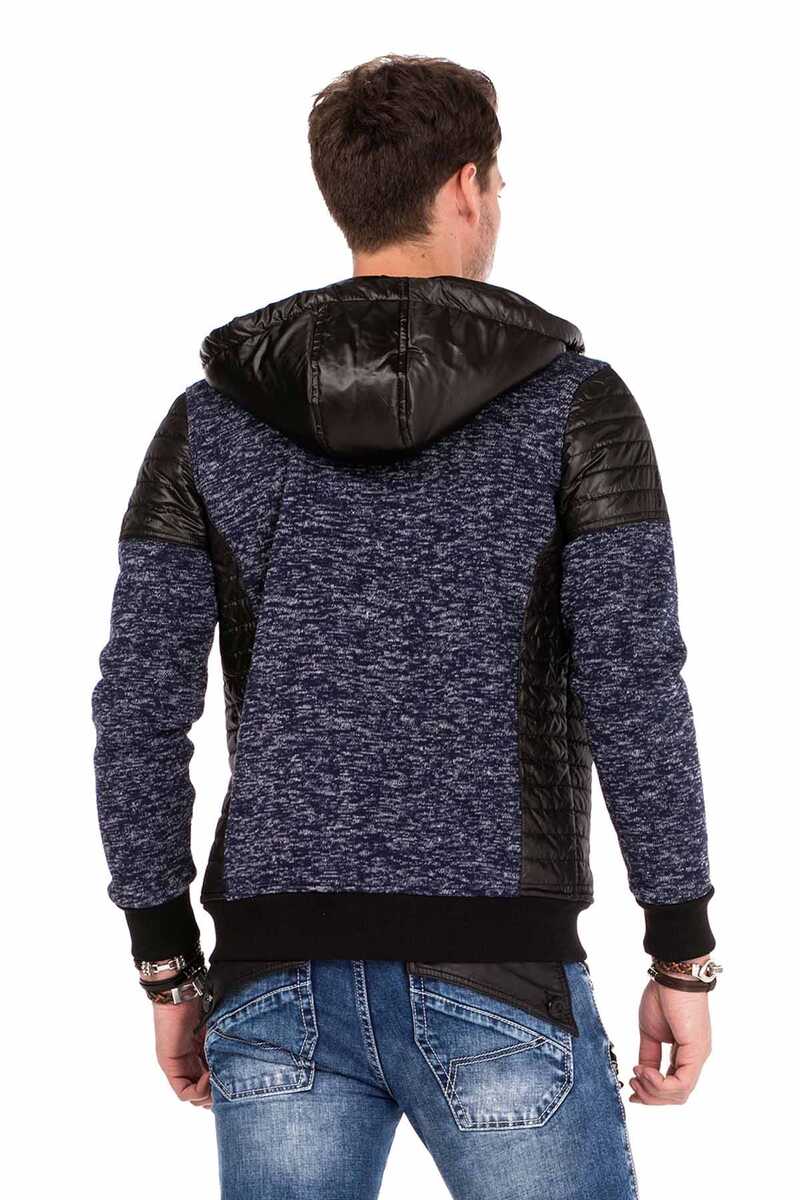 CL310 Deri Detay Fermuarlı Slim Fit Erkek Zip Hoodie