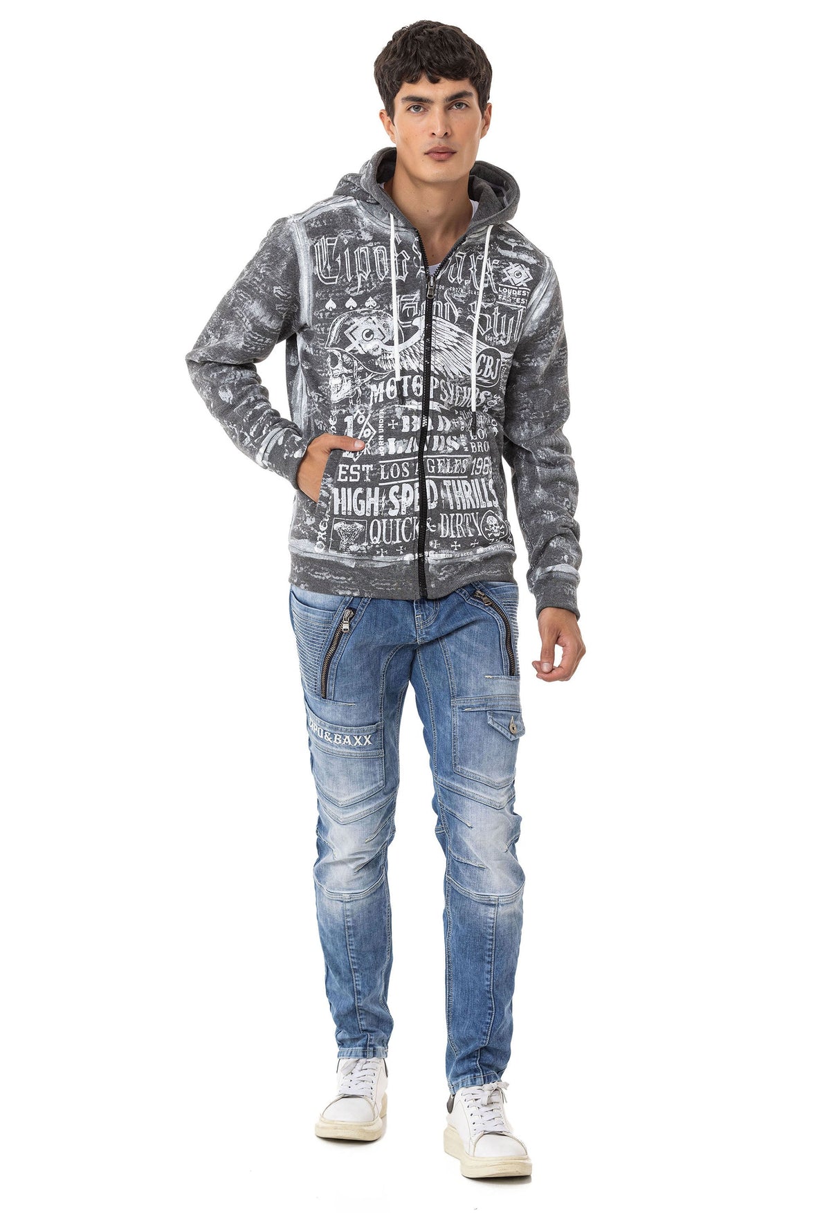 CL544 Erkek Zip Kapşonlu Sweatshirt – Fermuarlı Kapüşonlu Hoodie, Günlük Spor Rahat Kalıp