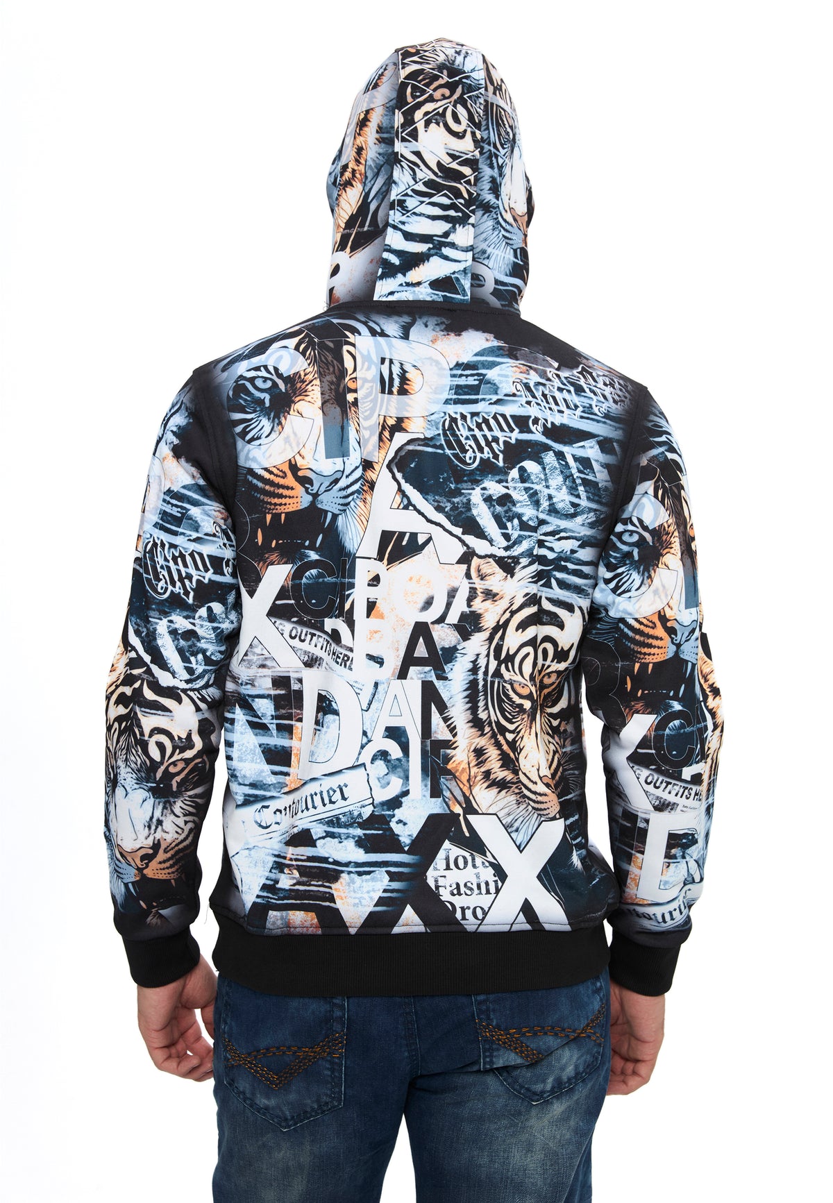 Erkek Kapüşonlu Desenli Regular Fit Sweatshirt CL615