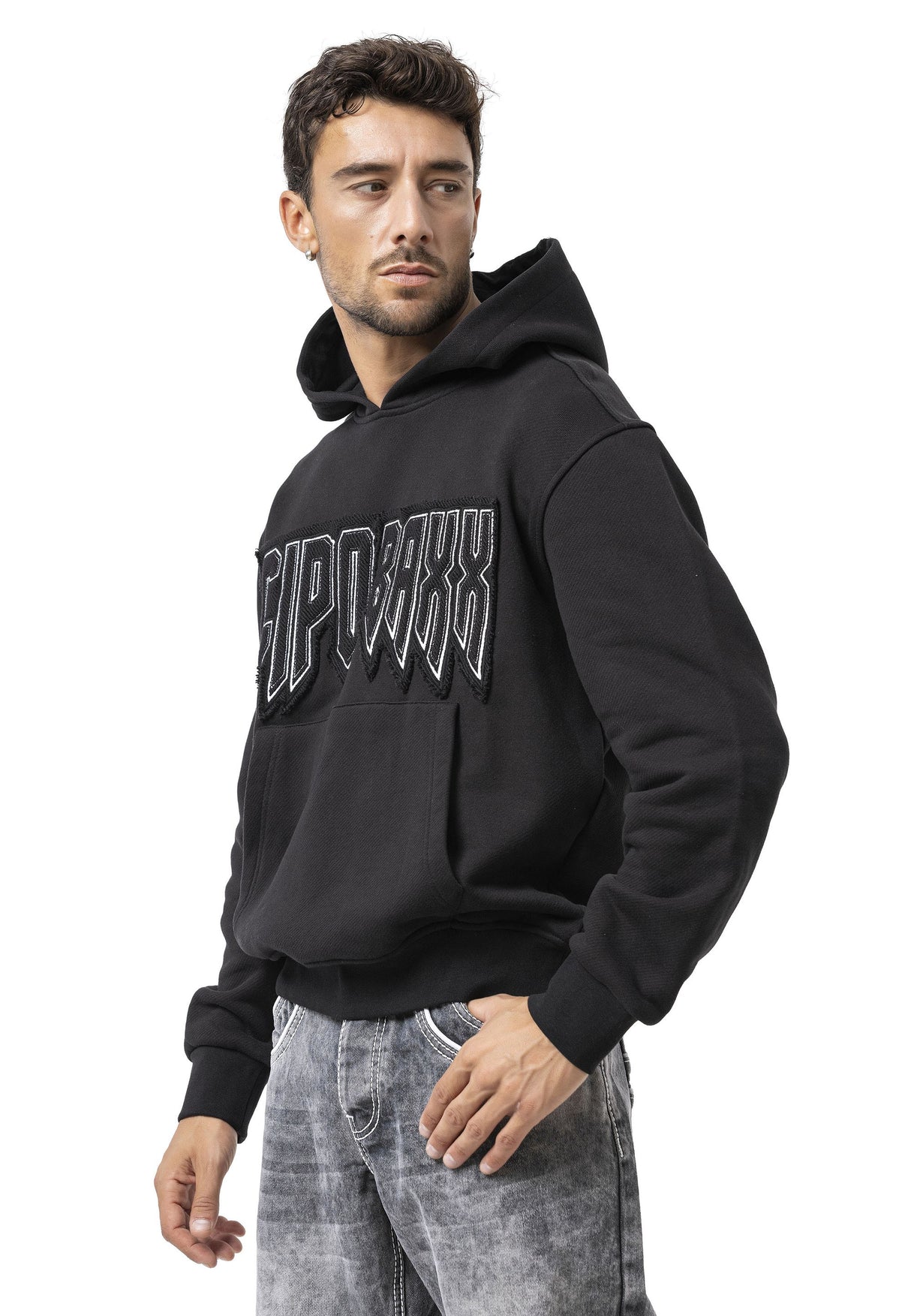 CL601 Erkek Kapüşonlu Sweatshirt – "CIPO BAXX" ön baskılı ve kanguru cepli