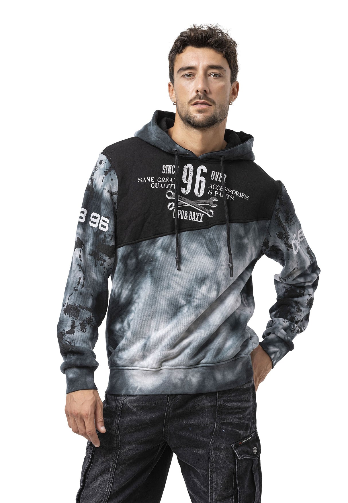CL593 Erkek Hoodie Sweatshirt – Modern Baskılı, Kapüşonlu, Rahat Kesim Sweatshirt