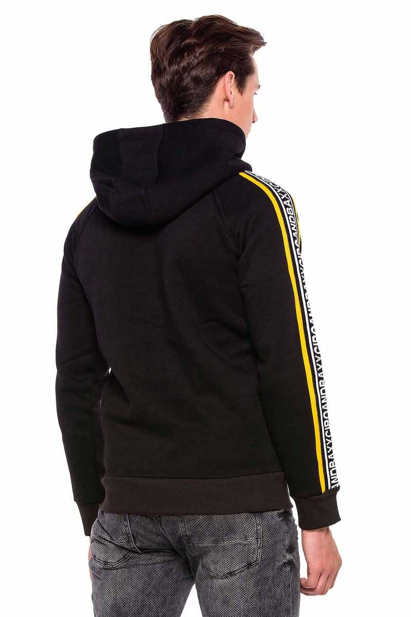 CL363 Çizgili Fermuarlı Kapşonlu Erkek Sweatshirt