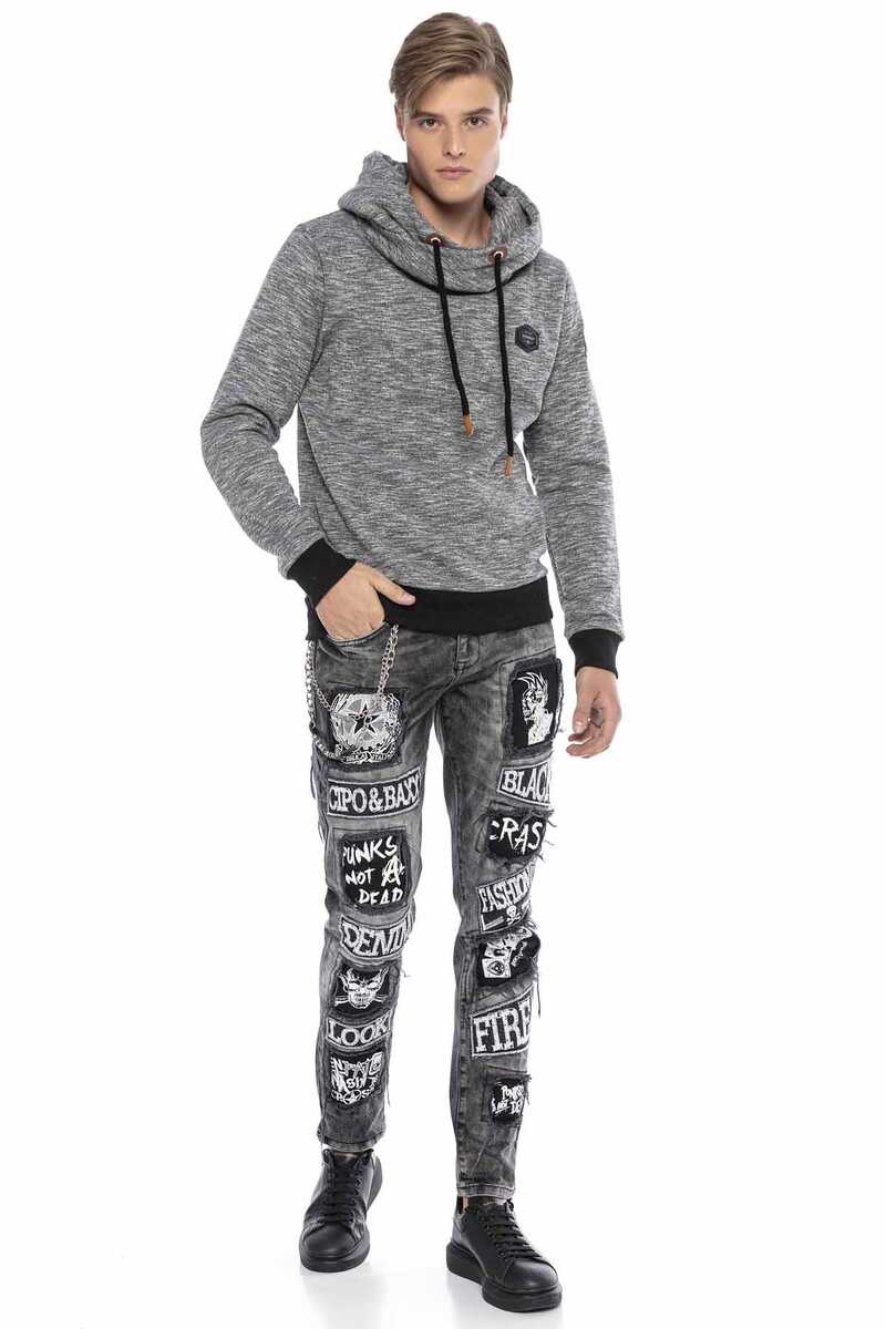 CL425 Kapşonlu Kışık Sweatshirt