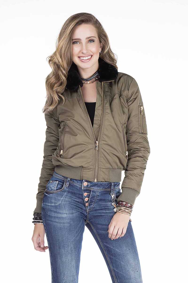 WJ141 Kadın Çıkarılabilir Kürt Yakalı Mont