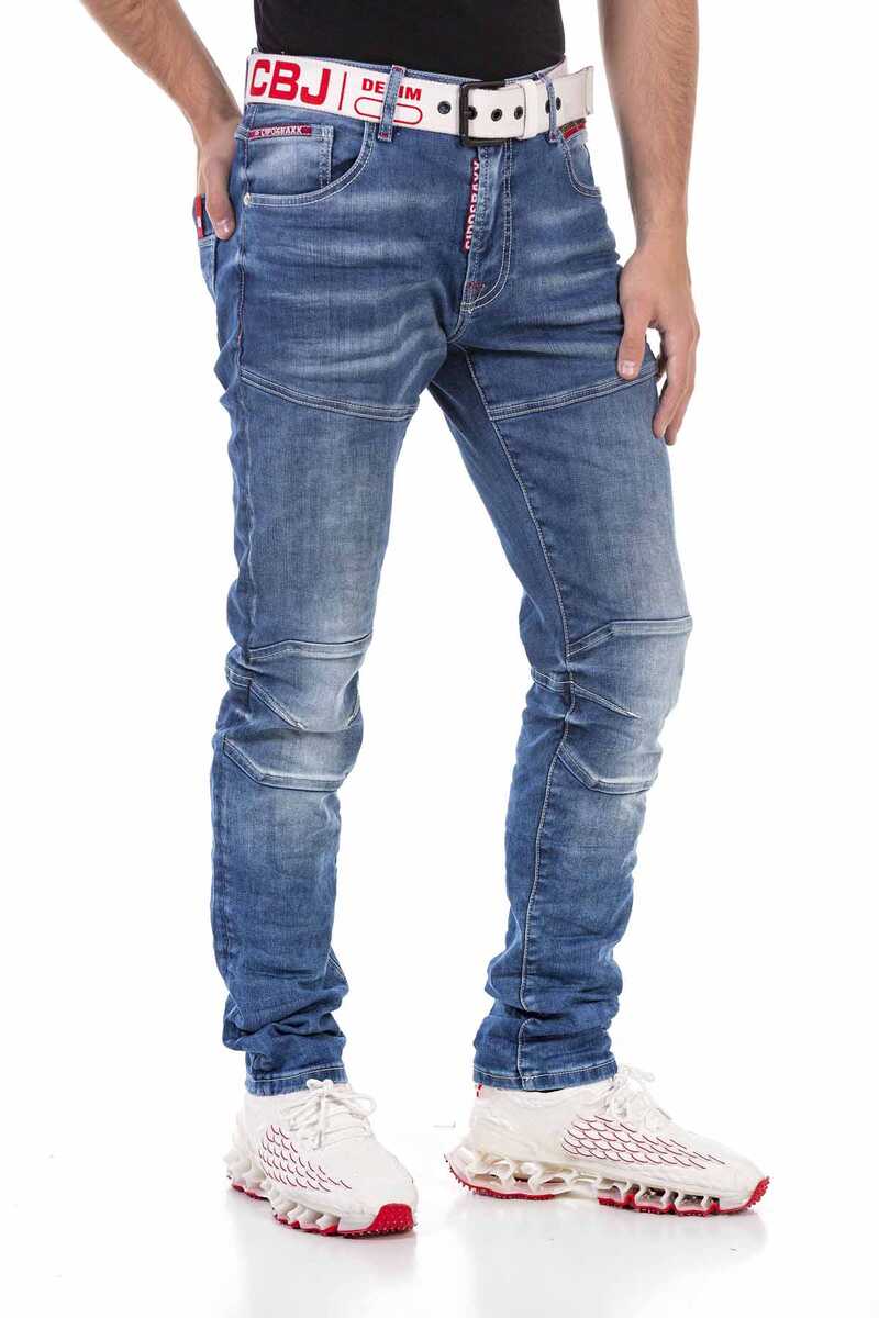 CD698 Gizli Cepli Parçalı Biker Tarz Erkek Jean Pantolon