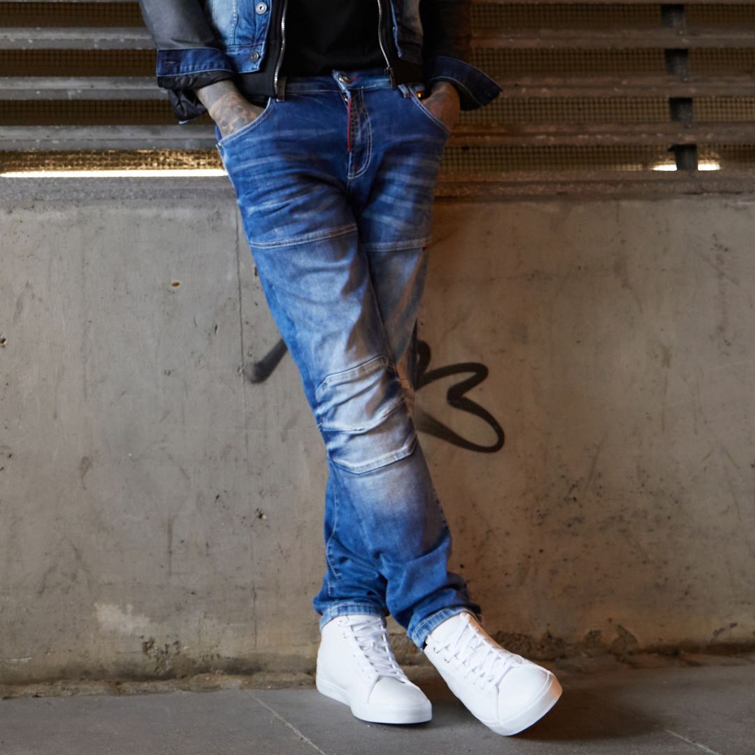 CD698 Gizli Cepli Parçalı Biker Tarz Erkek Jean Pantolon