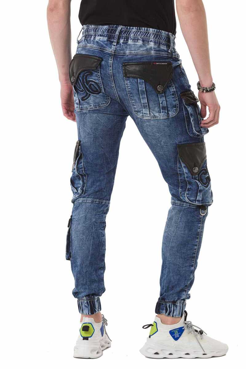 CD790 Lastikli Paça Kargo Cep Erkek Jean Pantolon