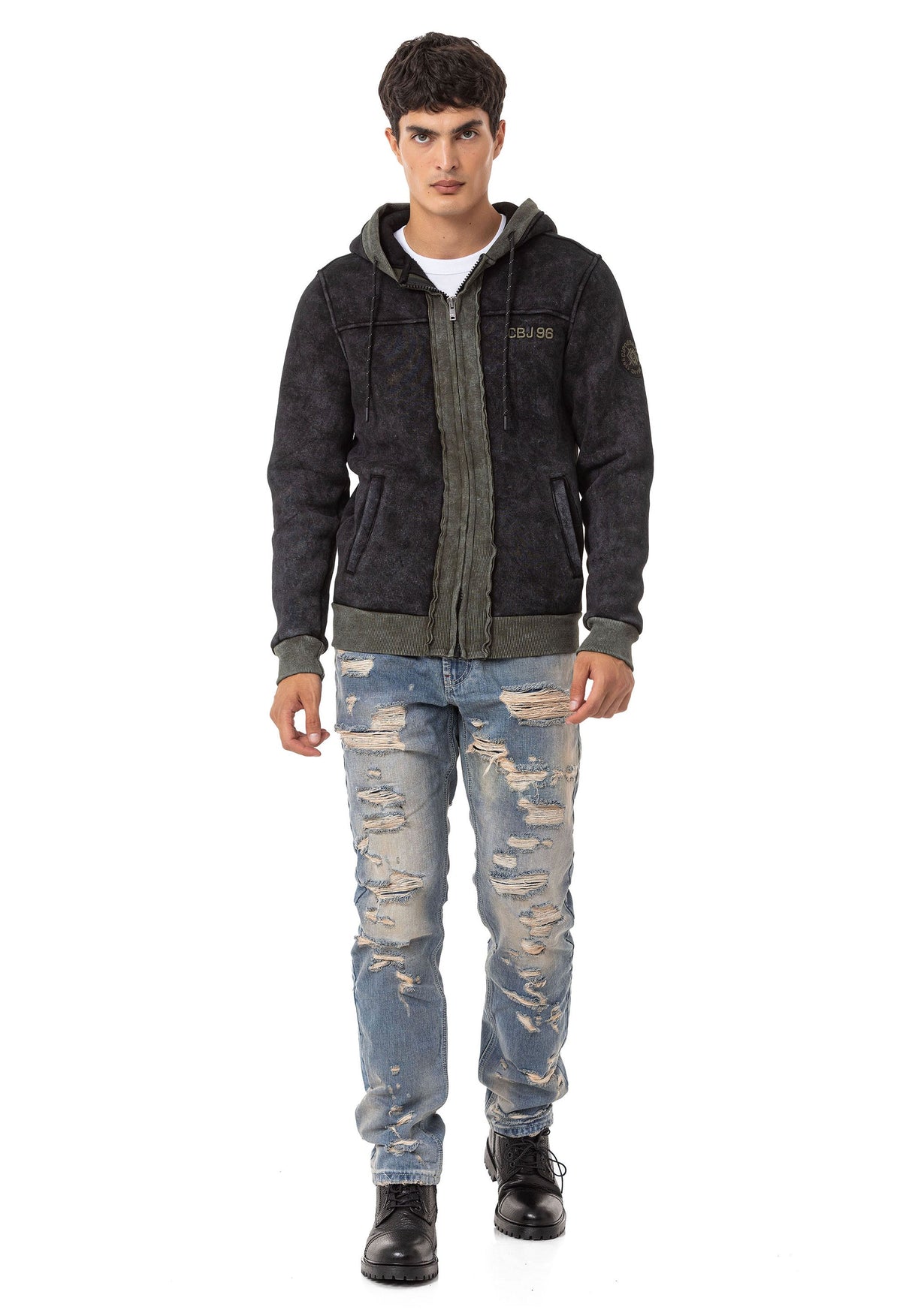 CD843 Yırtık Detaylı Bol Kesim Tasarım Erkek Jean Pantolon