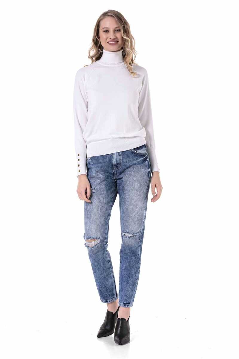 WD447 Mom Jeans Buz Mavisi