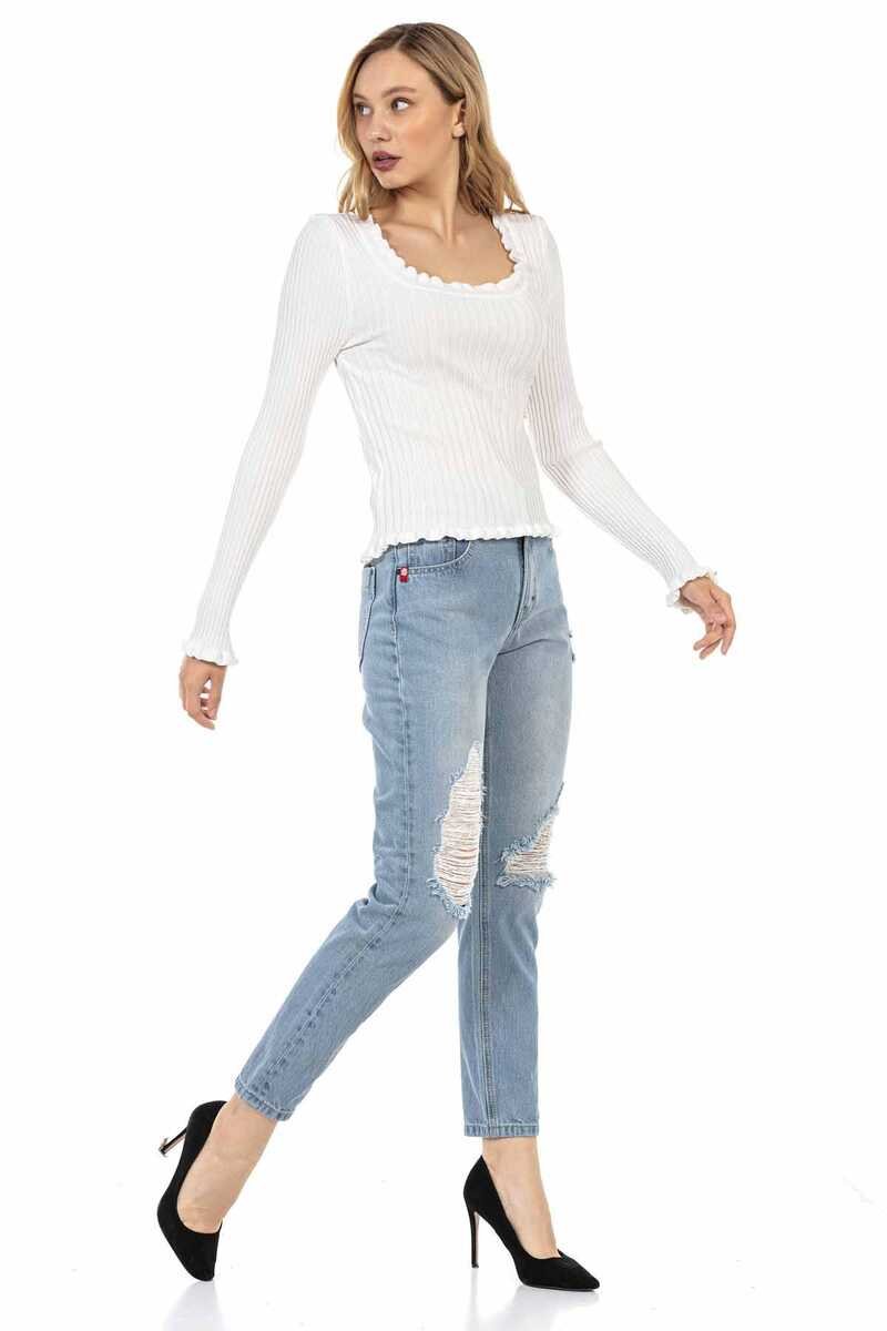 WD451 Buz Mavisi Mom Jean Pantolon