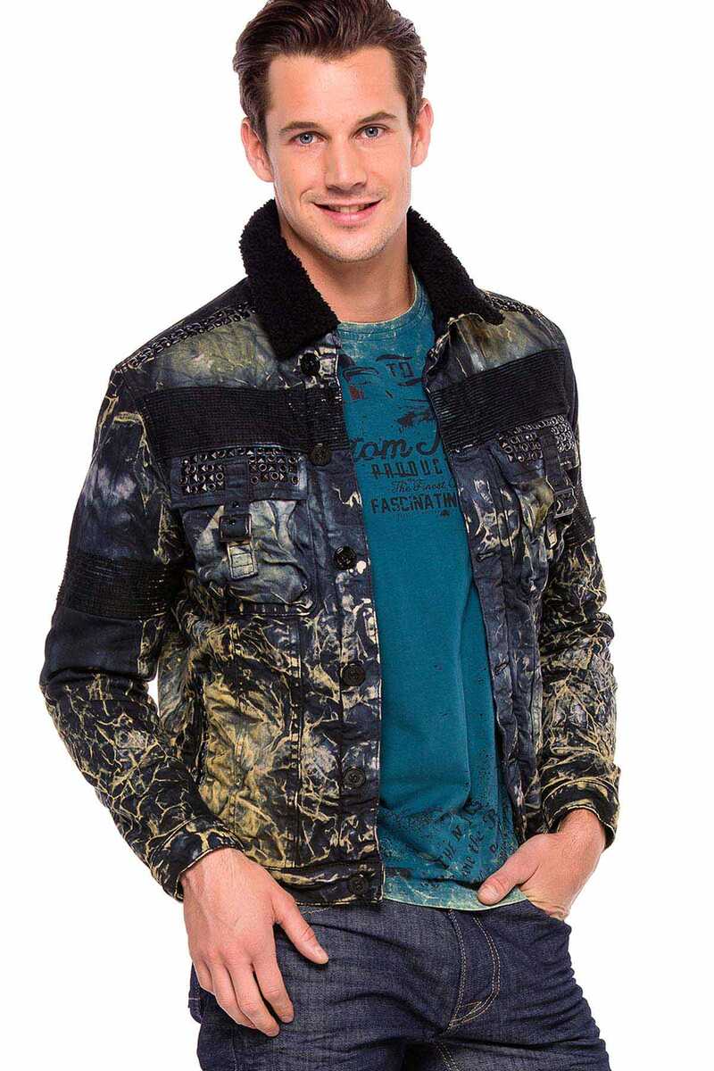 CJ245 Alacalı Kürklü Erkek Kot Ceket