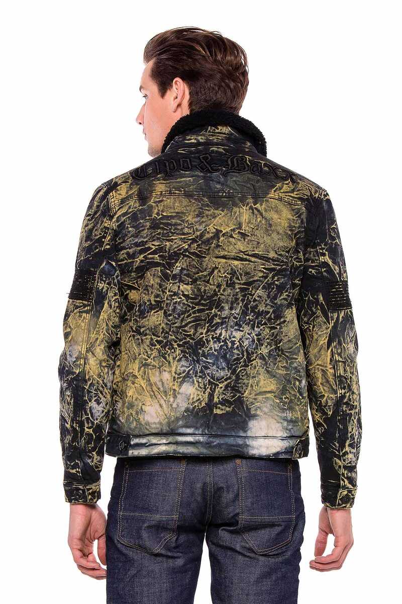 CJ245 Alacalı Kürklü Erkek Kot Ceket