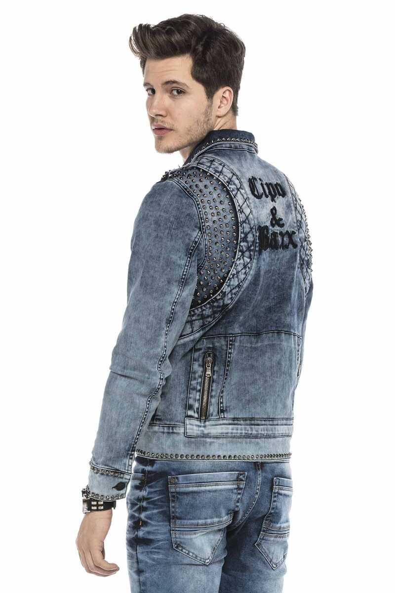 CJ250 Street Stil Metal Çivili Slim Fit Kot Ceket