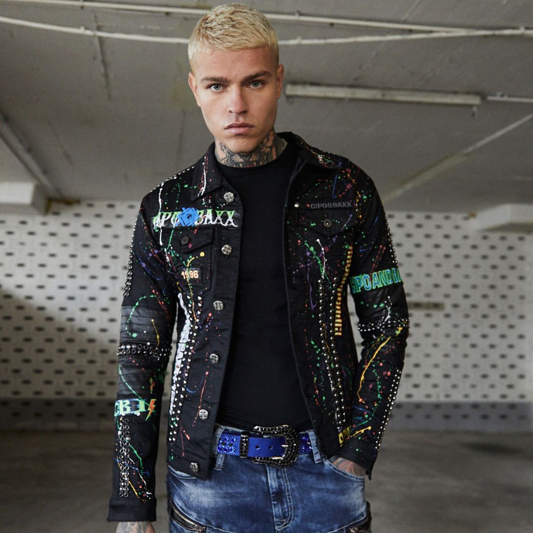 CJ262 Pitbull Neon Boyalı Erkek Kot Ceket