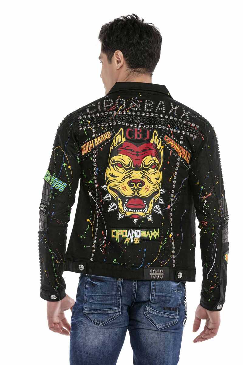 CJ262 Pitbull Neon Boyalı Erkek Kot Ceket