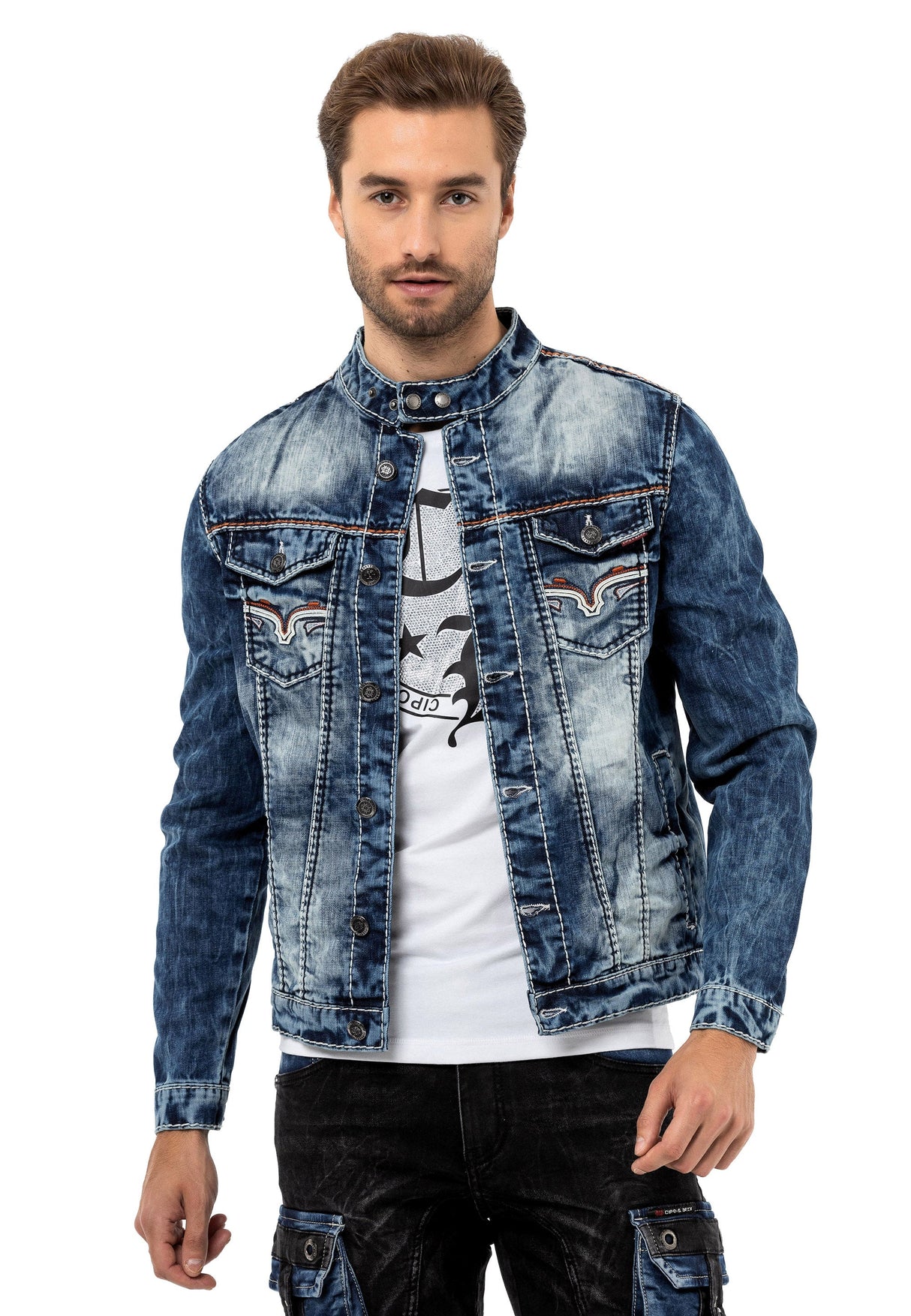 CJ279 Detaylı Erkek Jeans Ceket