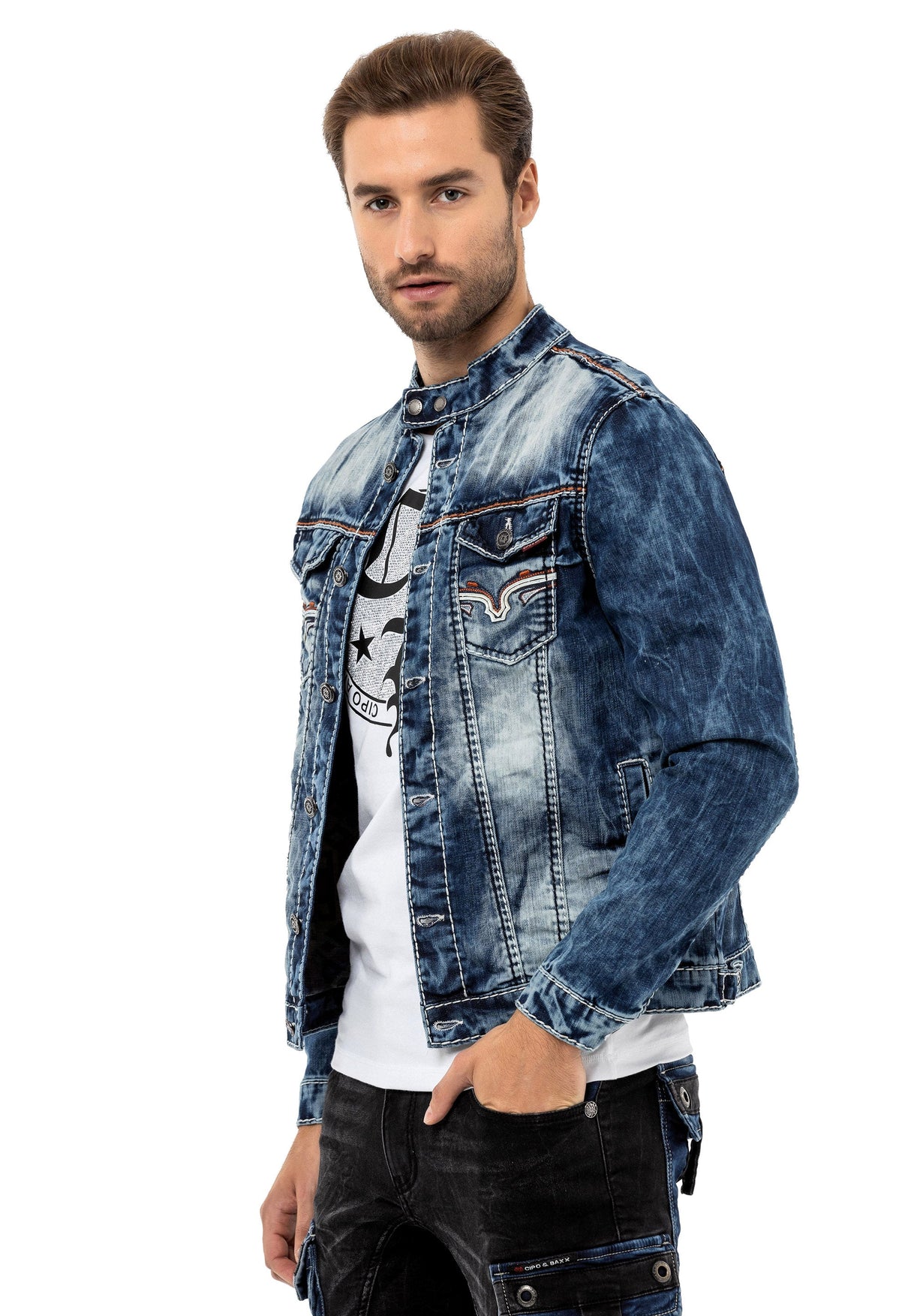 CJ279 Detaylı Erkek Jeans Ceket