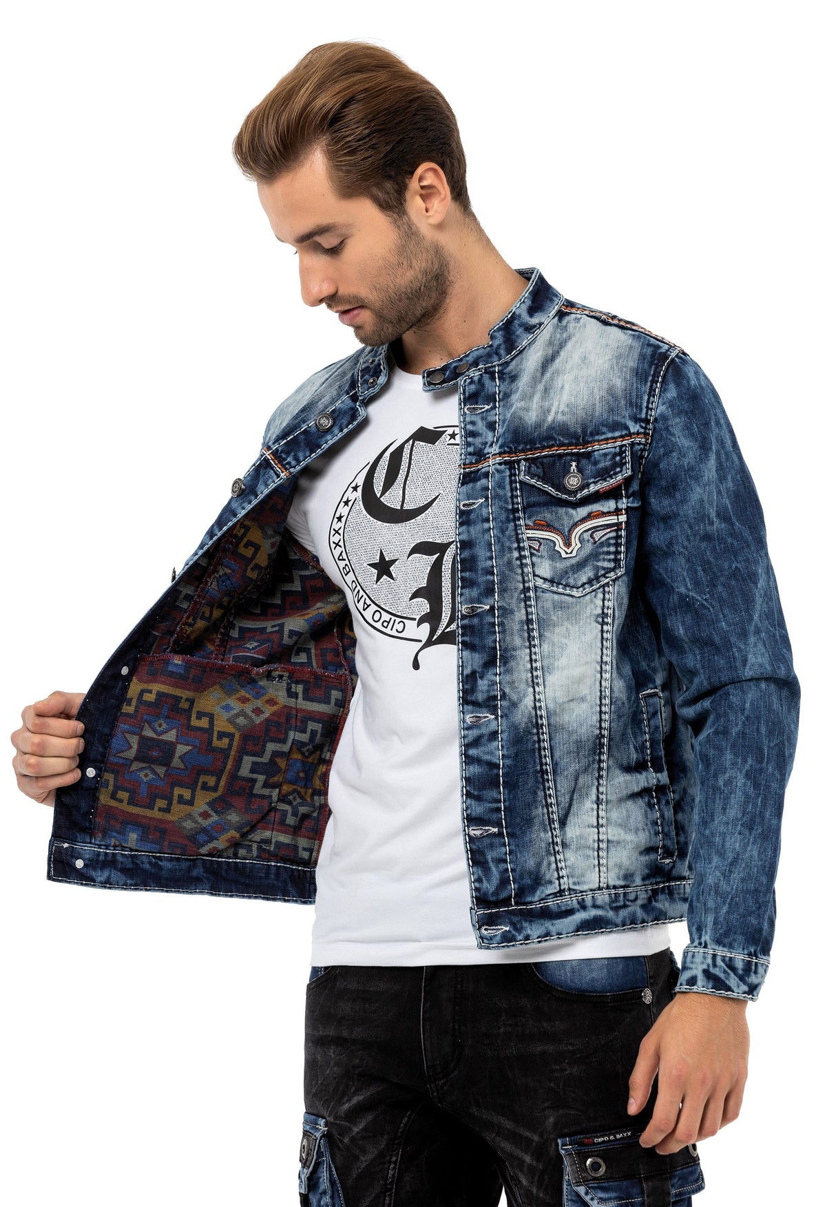 CJ279 Detaylı Erkek Jeans Ceket