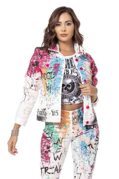 WJ196 Renkli Desen Kadın Ceket