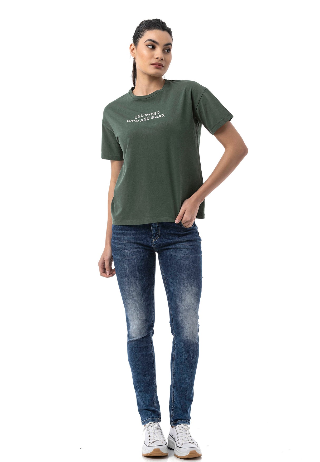 Kadın Regular Fit Baskılı Basic T-Shirt WT390