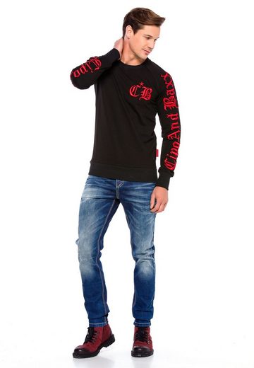 CL370 Nakışlı Bisiklet Yaka Kalın Erkek Sweatshirt