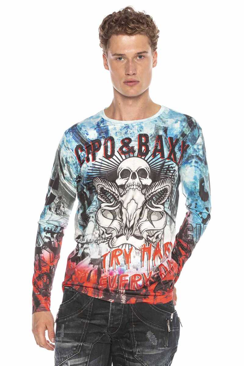 CL399 Gothic Desenli Karışık Renk İnci Sweatshirt