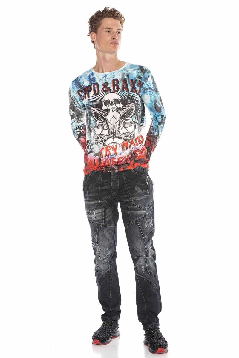 CL399 Gothic Desenli Karışık Renk İnci Sweatshirt