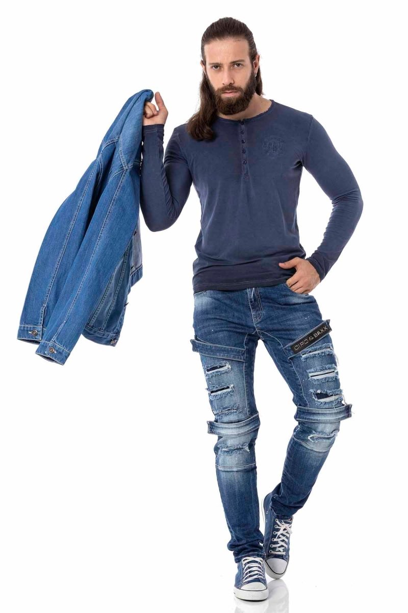 CL523 Düğmeli Yaka Sweatshirt