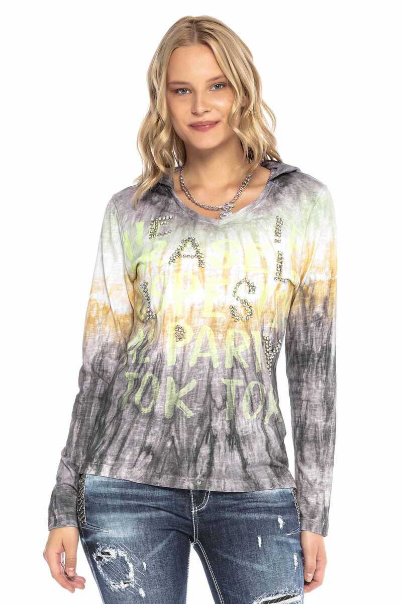 WL237 Geniş V Yaka Kapşonlu Vintage Tişört