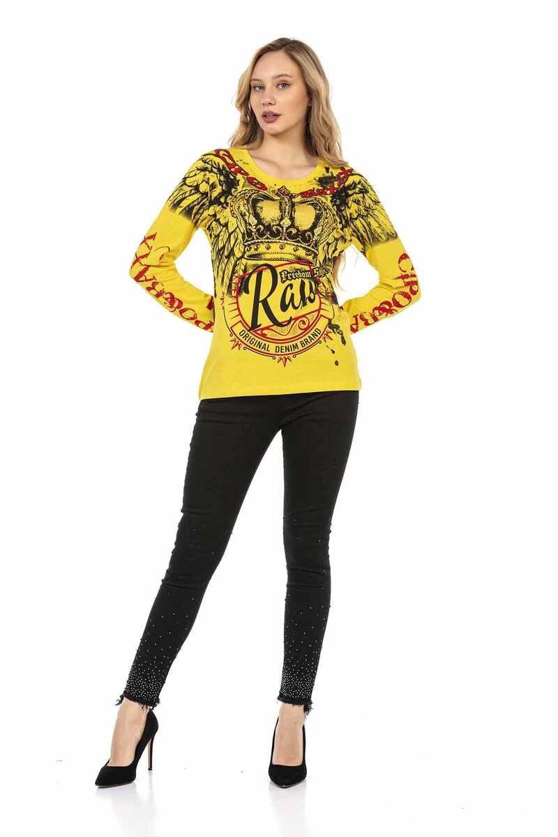 WL284 Kadın Baskılı Uzun Kol Tişört