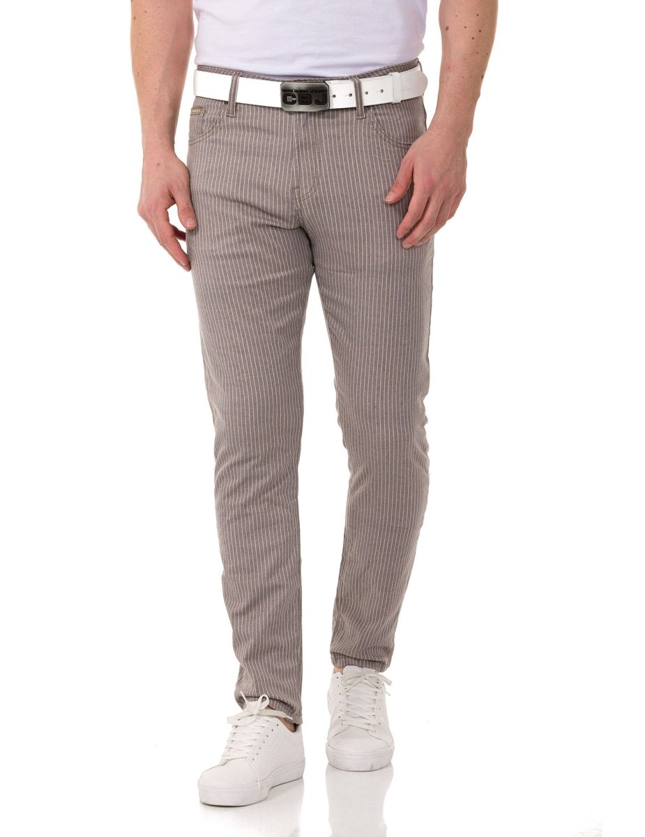 CD841 Çizgili Keten Slim Fit Erkek Pantolon