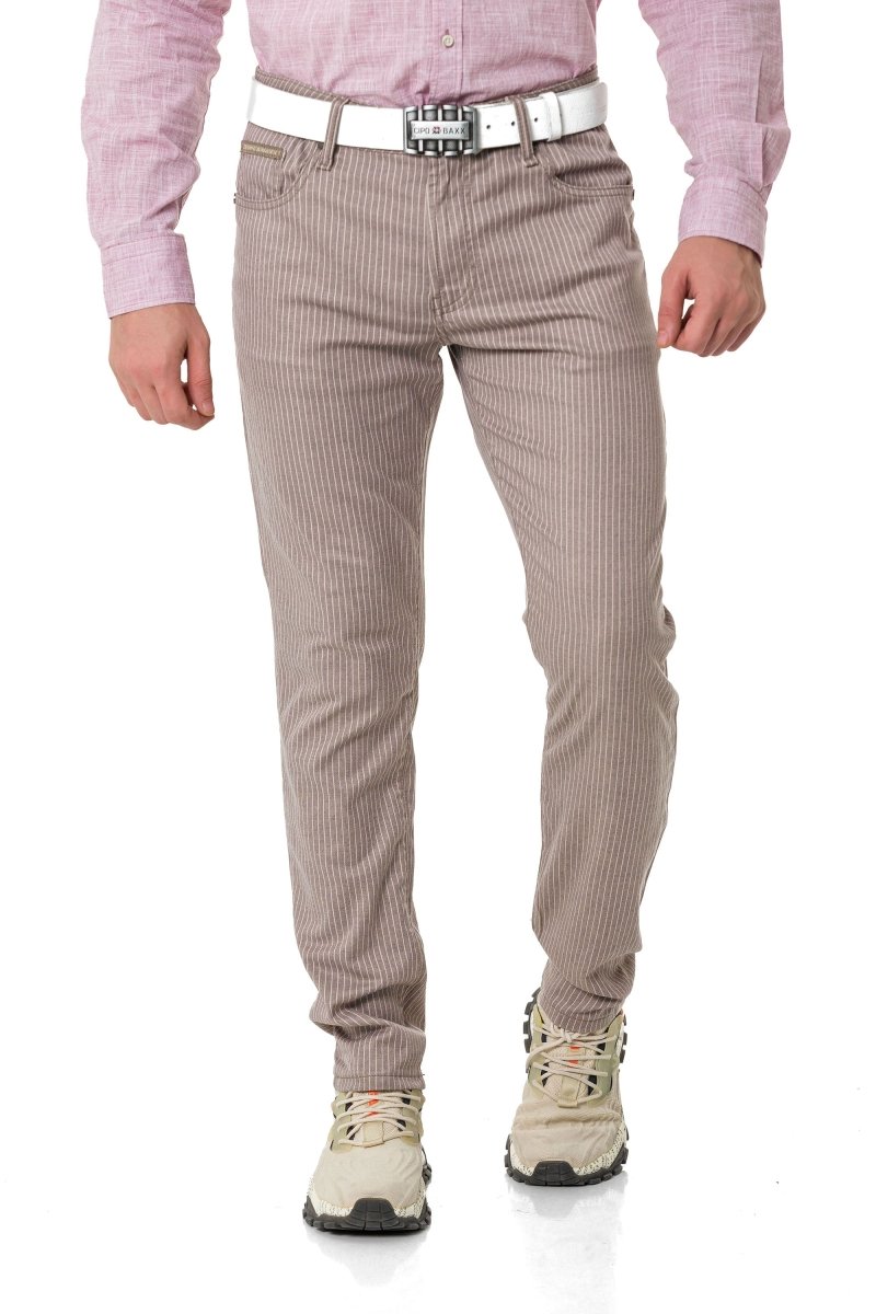 CD841 Çizgili Keten Slim Fit Erkek Pantolon