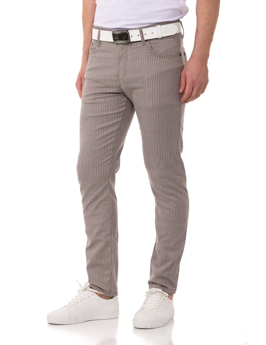 CD841 Çizgili Keten Slim Fit Erkek Pantolon
